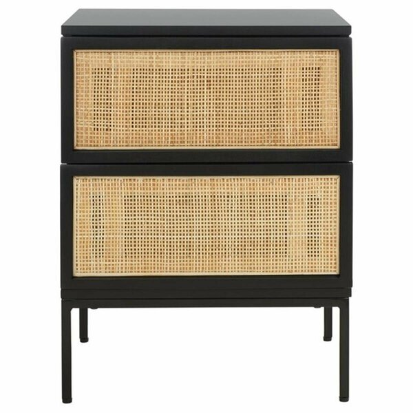 Safavieh Zadie 2 Drawer Rattan Nightstand, Black NST5007D